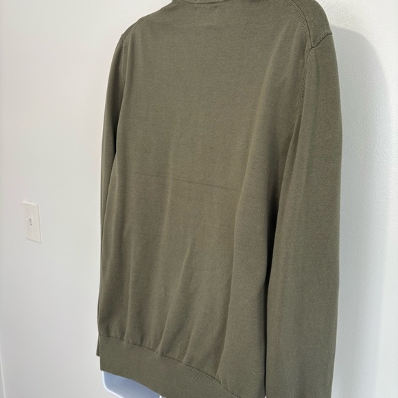 LANDS END 100% Cotton V Neck Sweater Olive Green Mens Medium Tall - Picture 3 of 8
